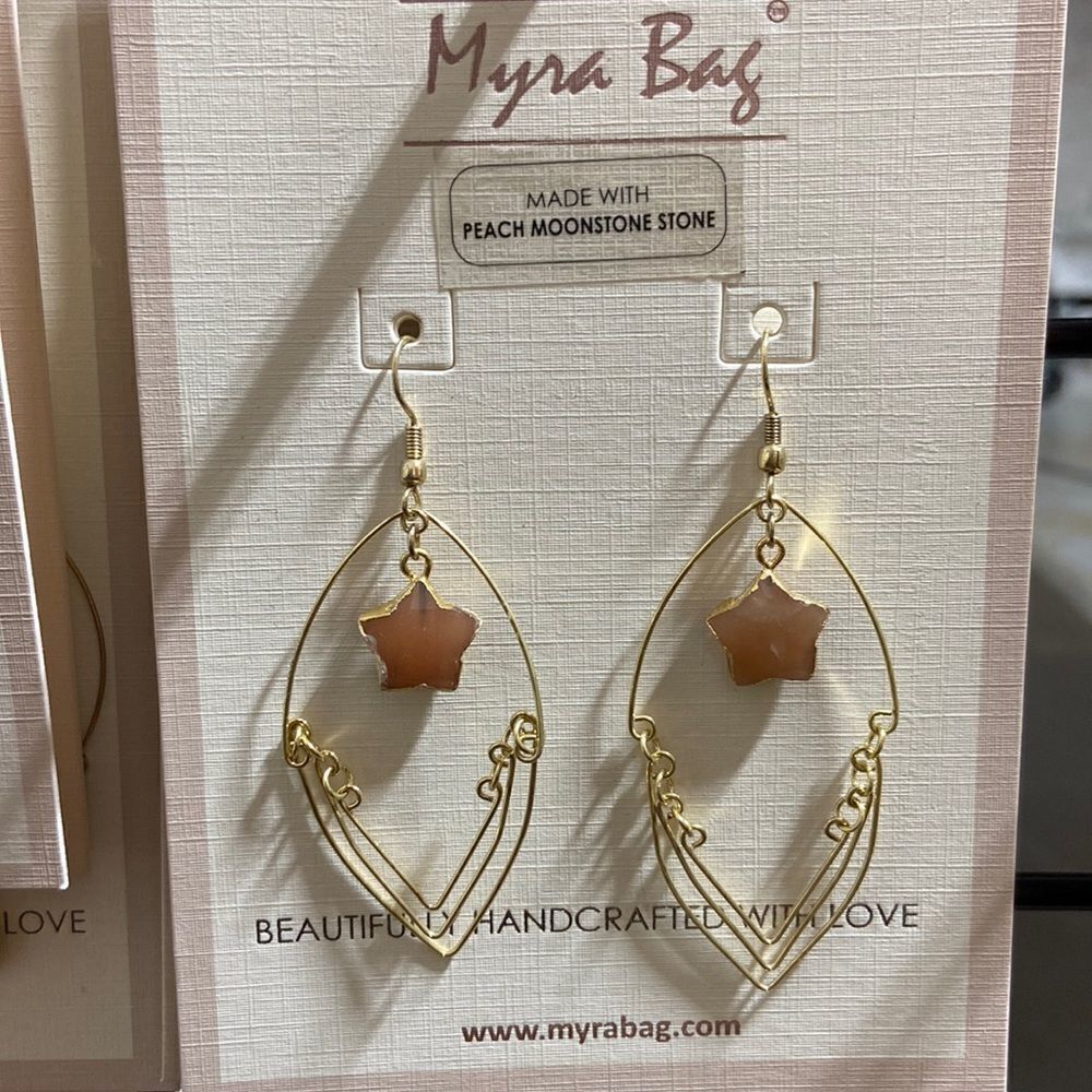 ‎Peach moonstone earrings
